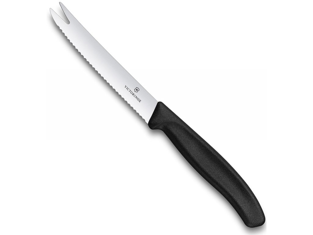 Fotografie Nůž na sýr a uzeniny zoubkovaný SWISS CLASSIC 11 cm černý - Victorinox